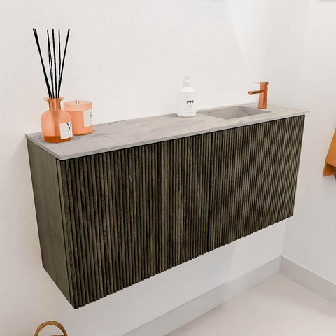 Mondiaz JOYA-DLUX 90cm toiletmeubel - kleur Shadow - Wastafel FAYE positie Rechts 1 kraangat kleur Glace. SW1422761