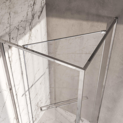 BRAUER Luminis Douchecabine - 90x90x200cm - 2-delig naar binnen draaiend - helder glas - omkeerbaar - incl. glascoating - chroom chroom SW1580989