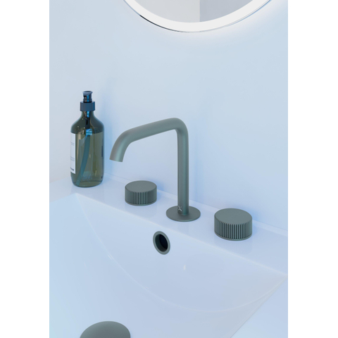 Crosswater 3ONE6 Wastafelkraan opbouw - laag - gebogen uitloop 16.1cm - warm/koud - slate gunmetal (antraciet) SW928249