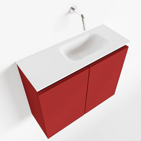 MONDIAZ TURE Toiletmeubel 60x23x50cm met 0 kraangaten 2 deuren fire mat Wastafel Eden rechts Solid Surface Wit SW475016