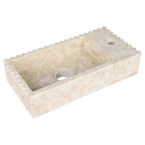Differnz Ribba fontein - 40x20x9cm - kraangat rechts - marmer - beige SW1566359