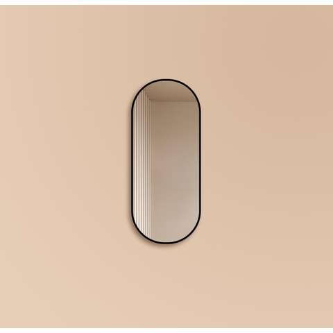 Saniclass Retro Line spiegel – ovaal – 38x90 cm – Zwart mat SW643428