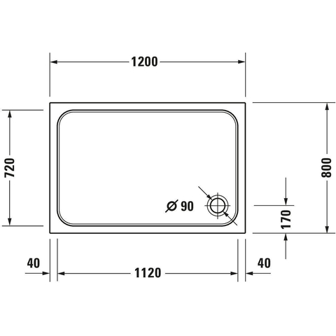 Duravit D Code douchebak acryl rechthoekig 120x80x8.5cm wit OUTLETSTORE STORE40834