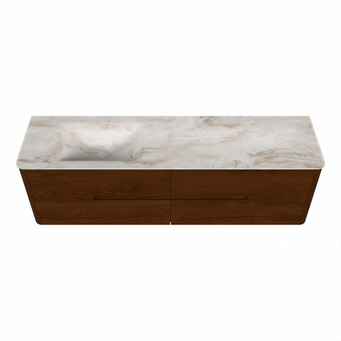 Mondiaz CIRO-DLUX Badkamermeubelset - 170x45x50cm - Solid surface wastafel Frappe - 1 wasbak Links - 1 kraangat - 4 lades - Ruby SW1531540
