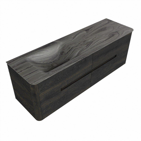 Mondiaz CIRO-DLUX Badkamermeubelset - 150x45x50cm - Solid surface wastafel Sombra - 1 wasbak Links - zonder kraangaten - 4 lades - Shadow SW1532771