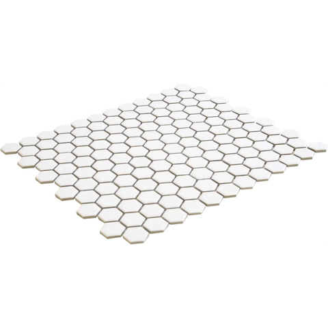 The Mosaic Factory Barcelona mozaïektegel - 26x30cm - 6mm - hexagon - mat wit SW62219