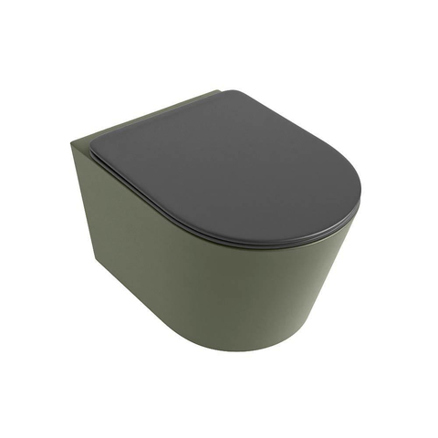 Mondiaz LAVIE WC suspendu – sans bride – 36 x 53 cm – avec abattant softclose – Army (vert), abattant Dark grey (gris) SW1208597