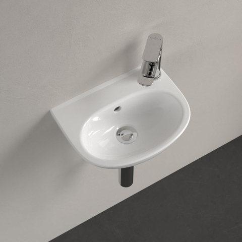 Villeroy & Boch O.novo Lave-mains ovale - 360 x 275 x 145 mm - s/trou de rob. a/trop-plein - blanc Alpin CeramicPlus SW878434