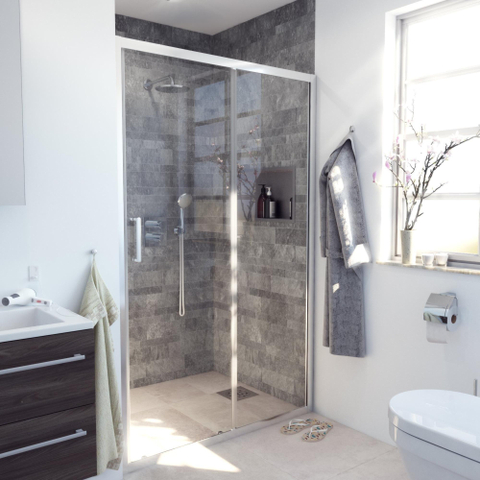 Marenza Slide Quick Fit Porte coulissante - 120x190cm - verre de sécurité 6mm - profilé alu - anti-calcaire - chrome SW238226