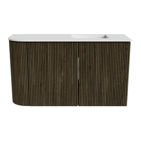 Mondiaz JOYA 71.6cm meuble de toilette - arrondi gauche couleur Shadow - Vasque FAYE position Droite 1 trou de robinet couleur Talc SW1421454