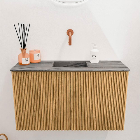 Mondiaz JOYA-DLUX 70cm toiletmeubel - kleur Oak - Wastafel FAYE positie Midden Zonder kraangat kleur Sombra. SW1424245