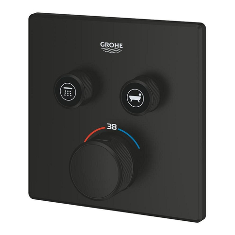 GROHE Grohtherm SmartControl afbouwdeel - vierkant - thermostatisch - 2 functies - mat zwart SW1477582