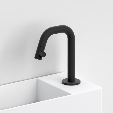 Clou Kaldur robinets chrome robinet de lave-mains 4.5x15.9cm bec court à droite Noir mat SW405129