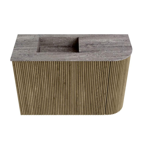 Mondiaz JOYA-DLUX 61.6cm toiletmeubel - ronding rechts kleur Dusk - Wastafel FAYE positie Links Zonder kraangat kleur Oza. SW1425999