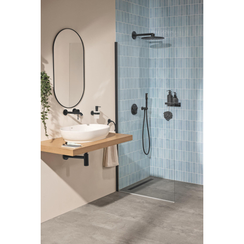 GROHE Essence New wastafelkraan - l-size - wand - 2 kraangaten - voorsprong 23cm - mat zwart SW1477628