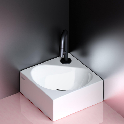 Clou Flush Lavabo d'angle 27x27x10cm avec trou de robinet Céramique Blanc SW9333