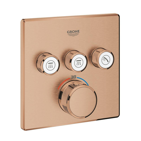 Grohe Grohtherm SmartControl Inbouwthermostaat - 4 knoppen - vierkant - brushed warm sunset (koper) SW439120