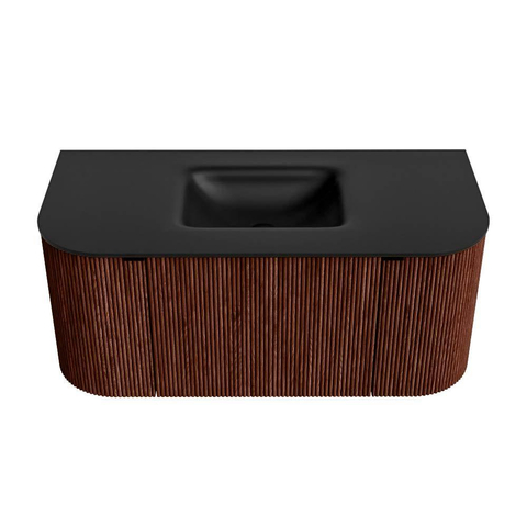 Mondiaz KURVE Badkamermeubelset - 100x46x40cm - 1 lade - 2 deuren - wastafel solid surface - midden - 1 kraangat - Ruby SW1415399