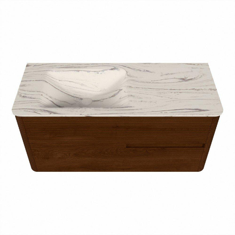 Mondiaz CIRO-DLUX Ensemble de meubles de salle de bains - 110x45x50cm - Lavabo en solid surface Nata - 1 vasque à gauche - 1 trou de robinet - 2 tiroirs - Ruby SW1532038