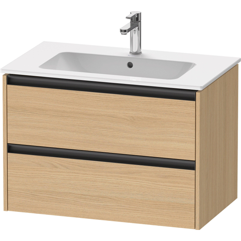 Duravit Ketho.2 Wastafelonderbouwkast - met 2 laden - 81x48x55cm - met grepen antraciet - natuur eiken mat SW772780