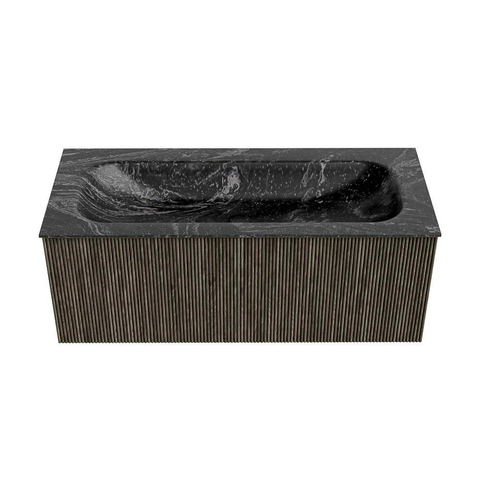Mondiaz KURVE-DLUX Ensemble de meubles de salle de bains - 110x46x40cm - 1 tiroir - lavabo solid surface - central - sans trou de robinet - Shadow SW1414657