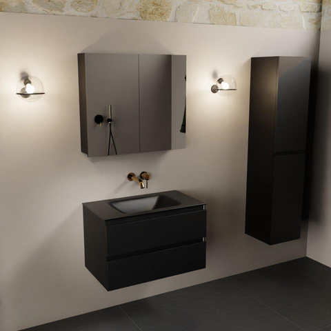 Mondiaz Aivy badmeubelset - 80x45x50cm - 0 kraangaten - 1 wasbak urban Solid surface - Midden - 2 lades - Met spiegelkast - MDF Urban SW892421