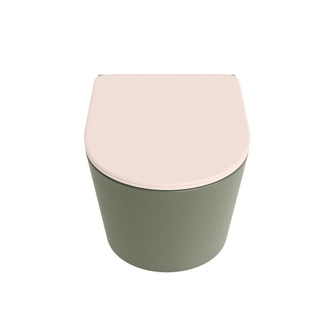 Mondiaz LAVIE WC suspendu – sans bride – 36 x 53 cm – avec abattant softclose – Army (vert), abattant Rosee (rose) SW1208683