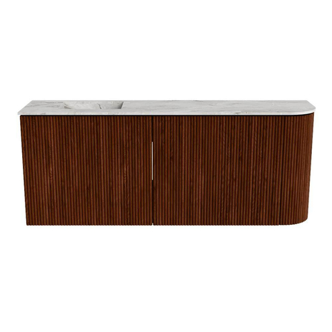 Mondiaz JOYA-DLUX Meuble de toilette 101,6cm - arrondi à droite couleur Ruby - Vasque FAYE position Gauche Sans trou de robinet couleur Glace SW1423590