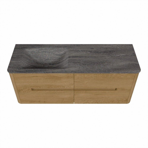 Mondiaz CIRO-DLUX Ensemble de meubles de salle de bains - 130x45x50cm - Vasque en solid surface Oza - 1 lavabo à gauche - 1 trou de robinet - 4 tiroirs - Chêne SW1531129