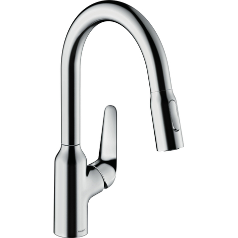 Hansgrohe Focus m42 Eengreeps keukenmengkraan - 36.4cm - met uittrekbare en draaibare uitloop 2 straalsoorten - rvs SW241713
