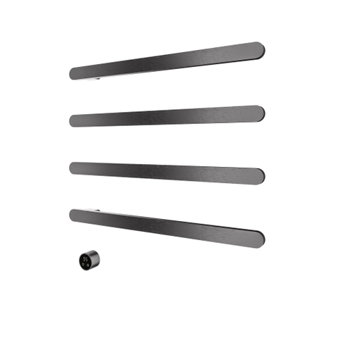 Hotbath &MORE Handdoekradiator - 80x76cm - soft square - 4 stangen - horizontaal - met schakelaar - PVD - geborsteld gunmetal (antraciet) SW1245842