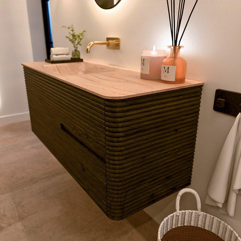 Mondiaz CIRO-DLUX Ensemble de meubles de salle de bains - 120x45x50cm - lavabo Solid Surface Saba - 1 vasque à gauche - sans trous de robinet - 2 tiroirs - Shadow SW1532699