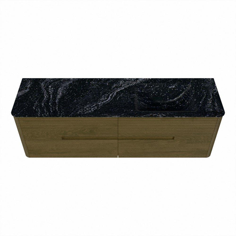 Mondiaz CIRO-DLUX Ensemble de meubles de salle de bains - 160x45x50cm - vasque Solid surface Lava - 1 vasque à droite - sans trous de robinet - 4 tiroirs - Dusk SW1532953