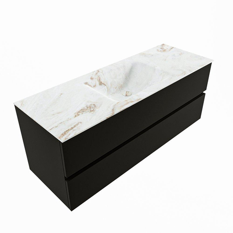 MONDIAZ VICA-DLUX Ensemble meuble de salle de bains - 130cm - meuble bas Urban - 2 tiroirs - lavabo encastré Cloud au milieu - 1 trou de robinet - version haute 60cm - Frappe SW1088658