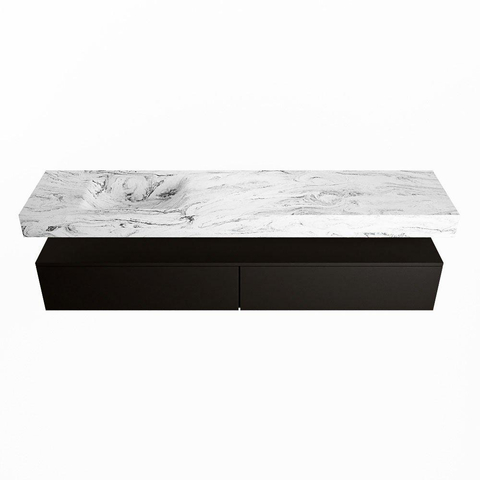 Mondiaz ALAN-DLUX Ensemble de meuble - 200cm - meuble Urban mat - 2 tiroirs - Lavabo Cloud Glace suspendu - vasque Gauche - 0 trous de robinet SW805478