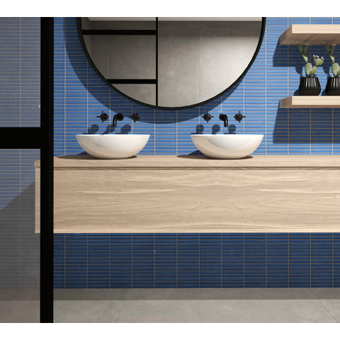 The Mosaic Factory Sevilla Carrelage mosaïque 2x14.5x0.8cm pour mur kitkat finger céramique bleu jeans SW397945
