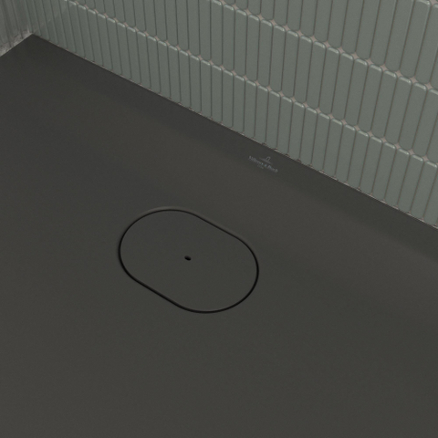 Villeroy & Boch Ecora douchebak - 140x90x3.5cm - afvoer korte zijde - anthracite (antraciet) SW1558901