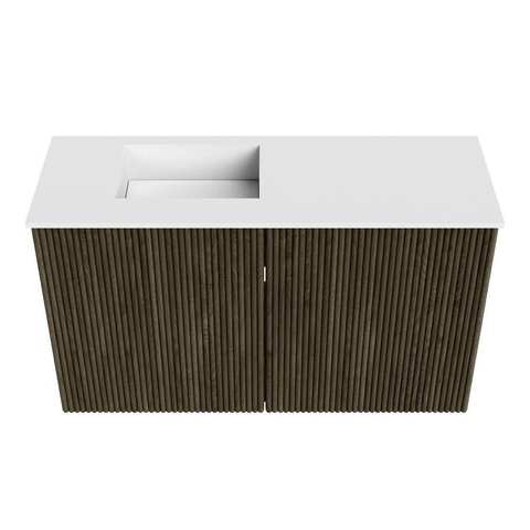 Mondiaz JOYA 70cm meuble de toilette - couleur Shadow - Lavabo FAYE position Gauche Sans trou de robinet couleur Talc. SW1421403