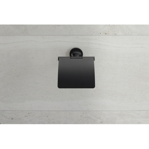 Duravit Starck T Toiletrolhouder - met klep - mat zwart SW297081