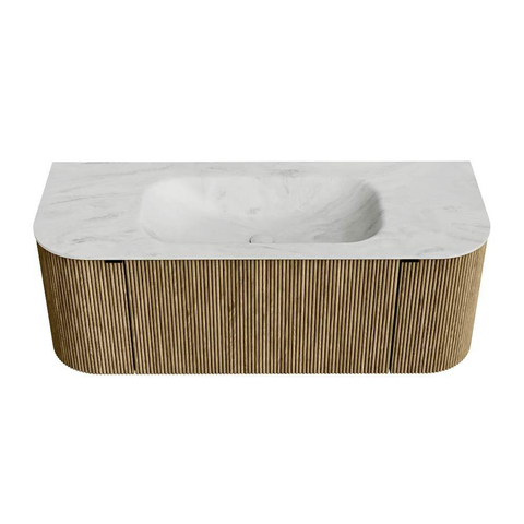Mondiaz KURVE-DLUX Ensemble meuble de salle de bains - 120x46x40cm - 1 tiroir - 2 portes - vasque solid surface - central - 1 trou de robinet - Dusk SW1415057