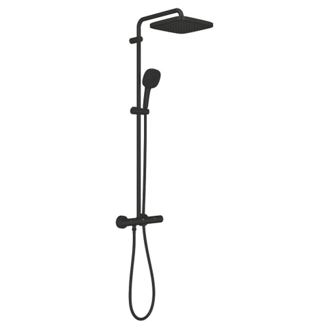 Grohe Tempesta 250 Cube Regendoucheset - hoofddouche 25cm - vierkante handdouche - 2 straalsoorten - met thermostaatkraan - matte black (mat zwart) SW1077349