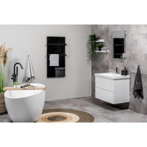 Eurom Sani 600 Comfort Panneau infrarouge salle de bains 115x46.5cm Wifi 600watt Verre Noir SW656482