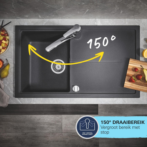 Grohe Start Keukenkraan - 1-gats - hoge draaibare uitloop - voorsprong 22.8cm - matte black (mat zwart) SW924678