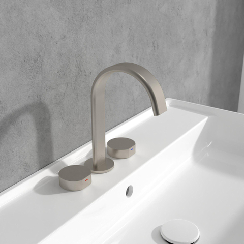 Villeroy & Boch Dawn wastafeluitloop set - zonder pop up afvoergarnituur - Brushed Nickel (rvs) SW974336