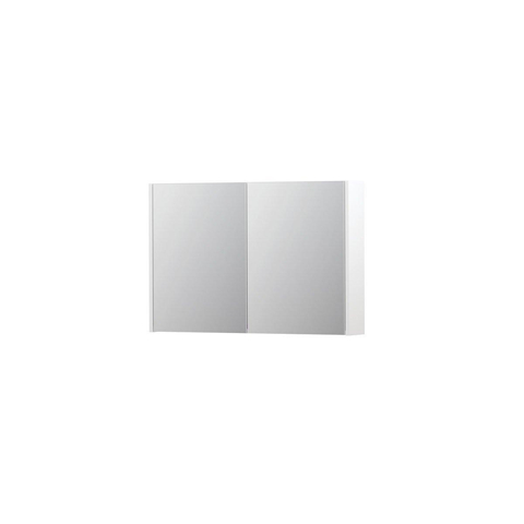 INK SPK1 Spiegelkast - 90x14x60cm - 2 deuren - dubbelzijdige Spiegel - schakelaar en stopcontact - MDF lak wit mat SW493631