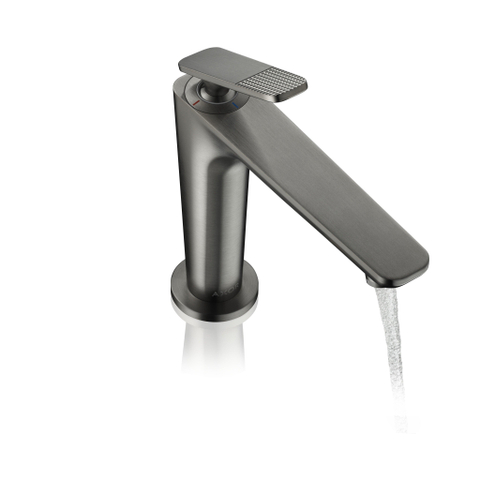 Hansgrohe Axor Citterio C 1-gats wastafelkraan 125 coolstart m. afvoerplug m. cubic cutvoorsprong 13.5cm - brushed black chrome SW1152127