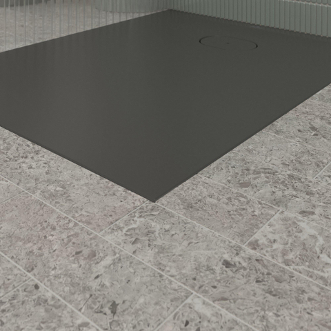 Villeroy & Boch Ecora douchebak - 100x80x3.5cm - afvoer korte zijde - anthracite (antraciet) SW1558894