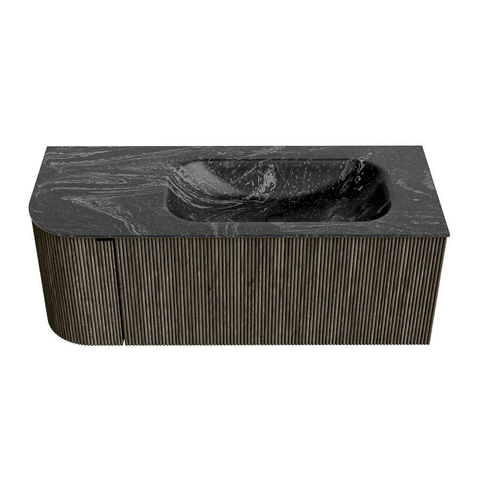 Mondiaz KURVE-DLUX Ensemble de meubles de salle de bains - 115x46x40cm - 1 tiroir - 1 porte - lavabo solid surface - droit - 1 trou de robinet - Shadow SW1414659