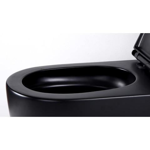 QeramiQ Dely Swirl hangtoilet – spoelrandloos – diepte 53 cm – met slim softclose zitting – mat zwart SW1026261