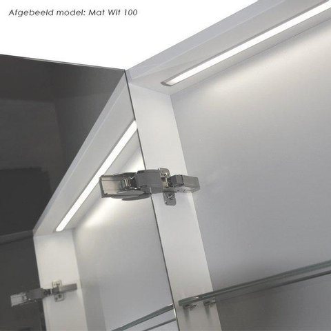Saniclass Dual Armoire de toilette 100x70x15cm avec éclairage LED indirect 2 portes Blanc SW242130